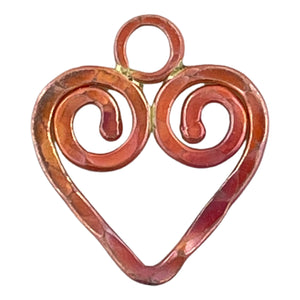 Large Pounded Wire Heart Charm