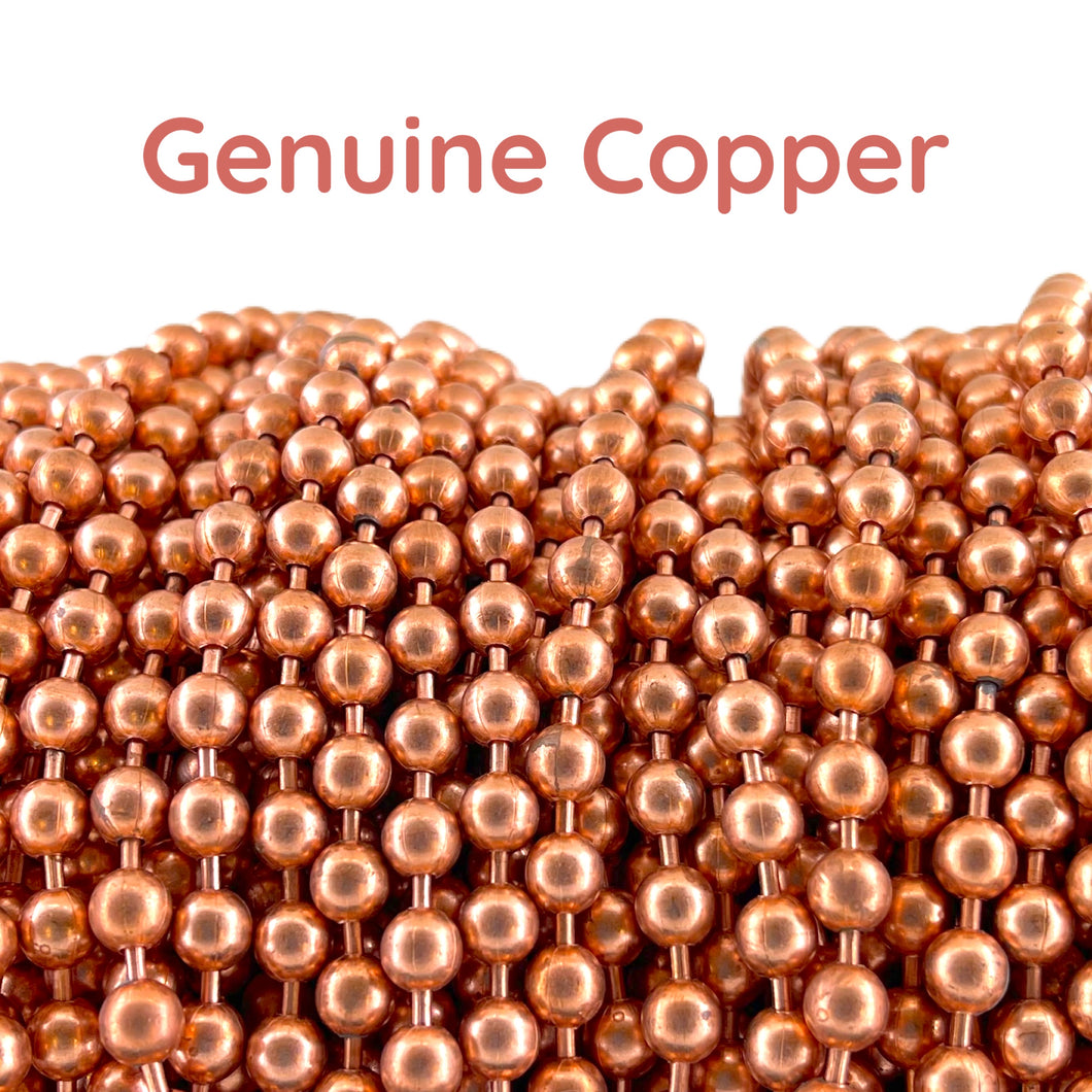 6mm Genuine Copper Ball Chain * Per Foot