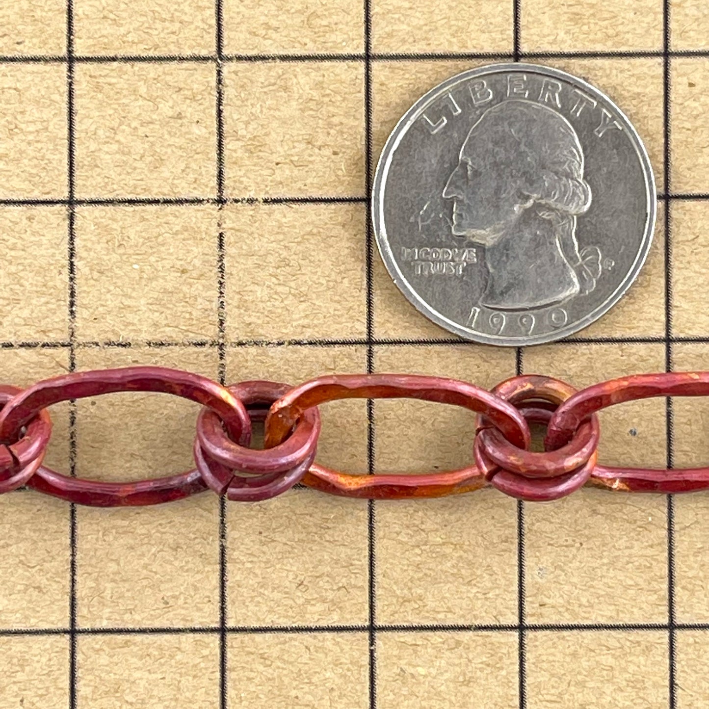 Hand-Forged Large Copper Oval Link Chain – 20"