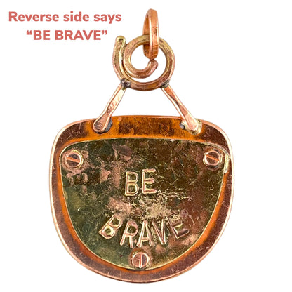 Reversible Copper Pendant with BE BRAVE and Wild-Haired Face