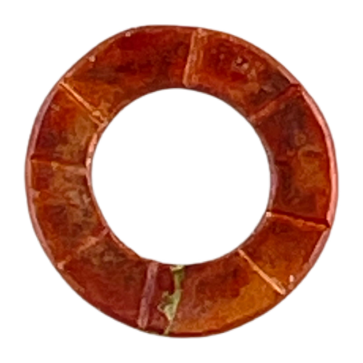 Extra small soldered-closed genuine copper ring with hammered texture and torch-fired red patina