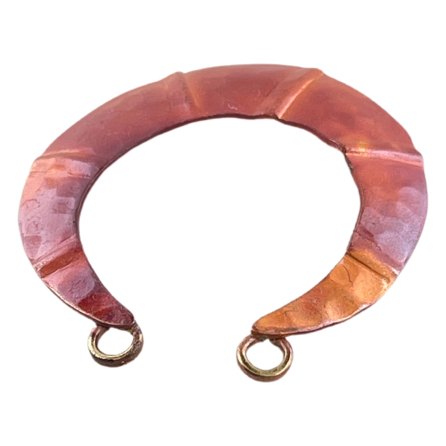 Large Ribbed Crescent w/Brass Ring Connectors Pendant/Component