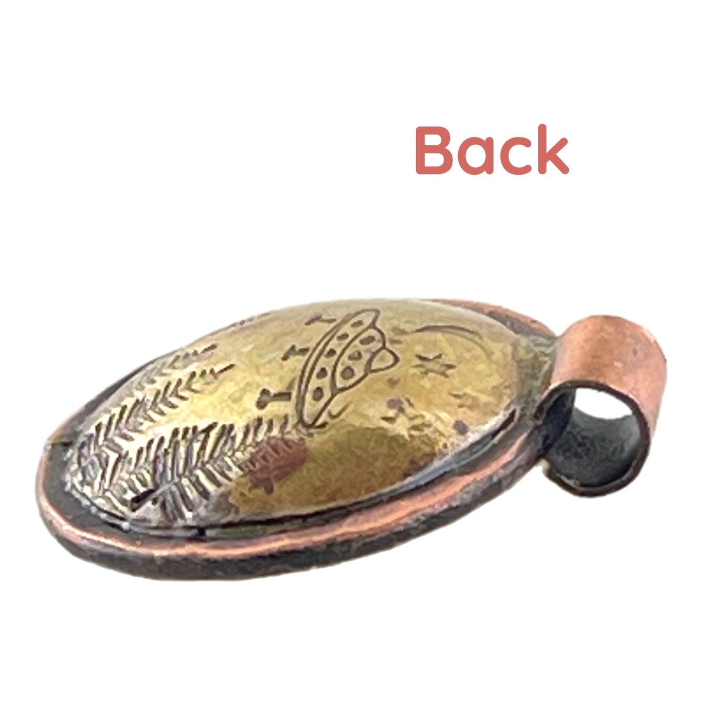 Small Antiqued Brass and Copper Spaceship Pendant