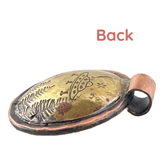 Small Antiqued Brass and Copper Spaceship Pendant