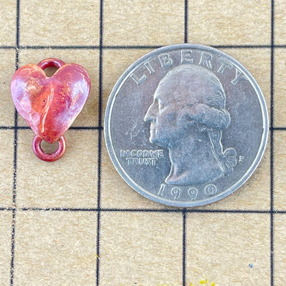Small Sculpted Copper Heart Link Connector