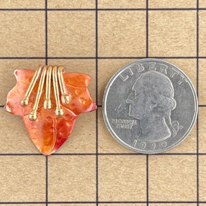 Small Copper Maple Leaf with Tendrils Pendant