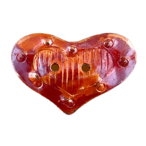 Stamped Copper Heart Button with Two Holes