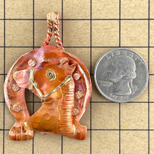 Copper Horse Head Layered onto a Copper Horse Shoe Pendant