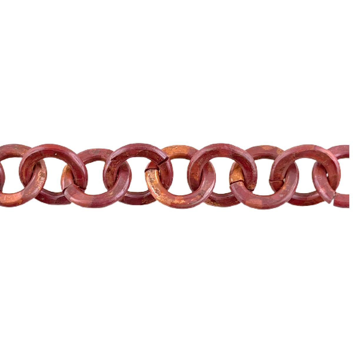 handmade extra small copper ring link chain, 17 inches, 10mm links, artisan forged copper jewelry making supply