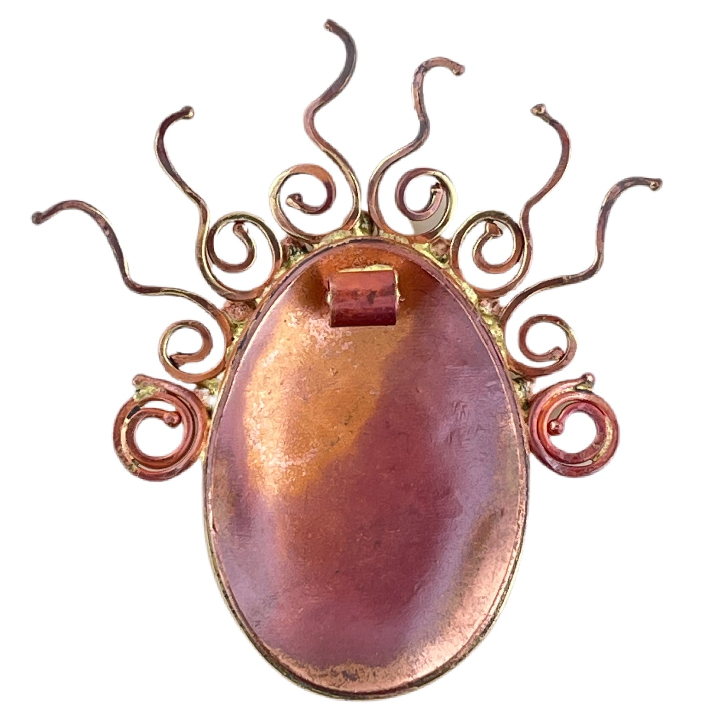 Crazy Haired Lady Pendant, Copper & Brass by Patricia Healey