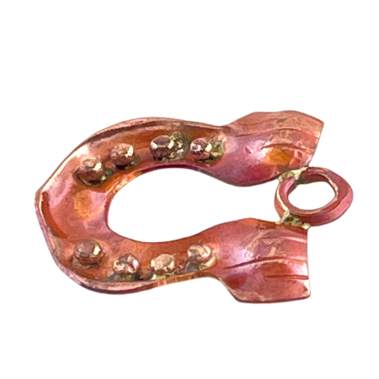 Small Copper Horseshoe Charm with Brass Accents