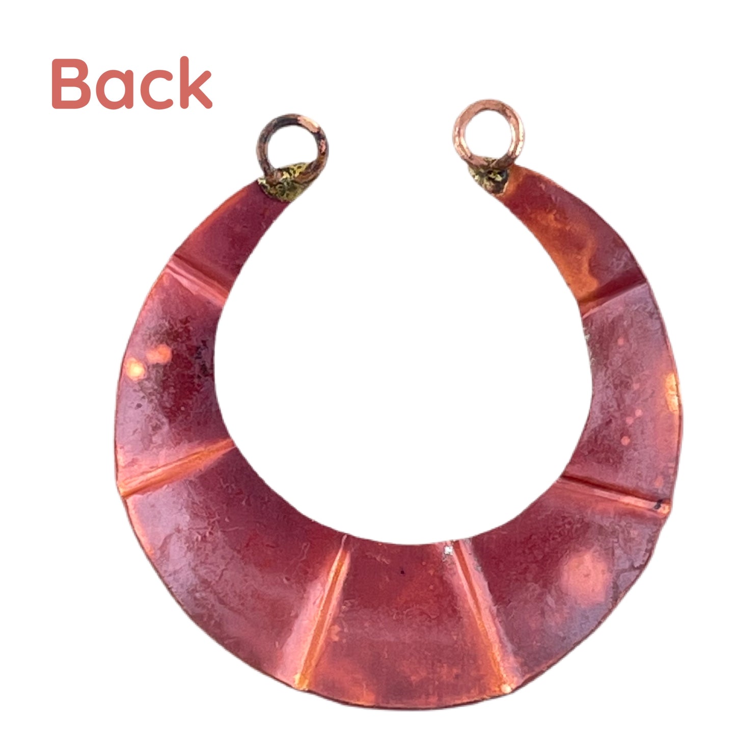 Large Ribbed Crescent w/Brass Ring Connectors Pendant/Component