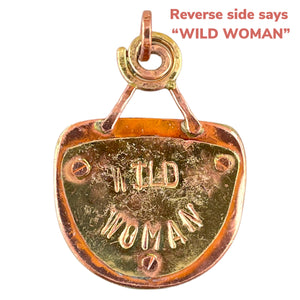 Crazy Haired Lady on One Side/Reverse Side Says "WILD WOMAN" Pendant