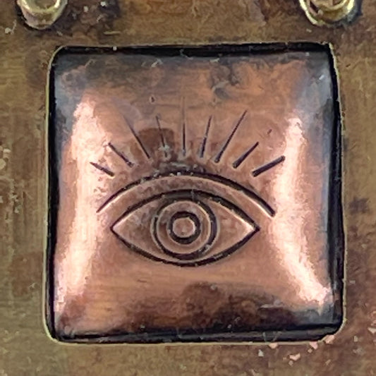Mixed Metal "Evil Eye" Pendant in Antiqued Copper