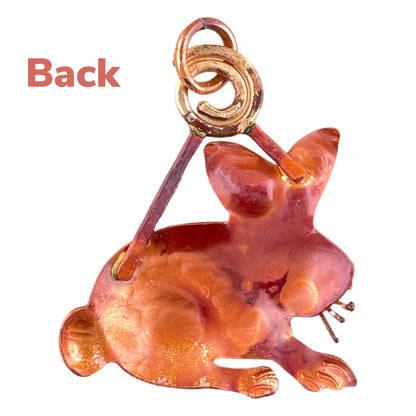 Copper Cottontail Rabbit Pendant with Brass Accents