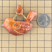 Handmade Copper Songbird Pendant with Brass Accents