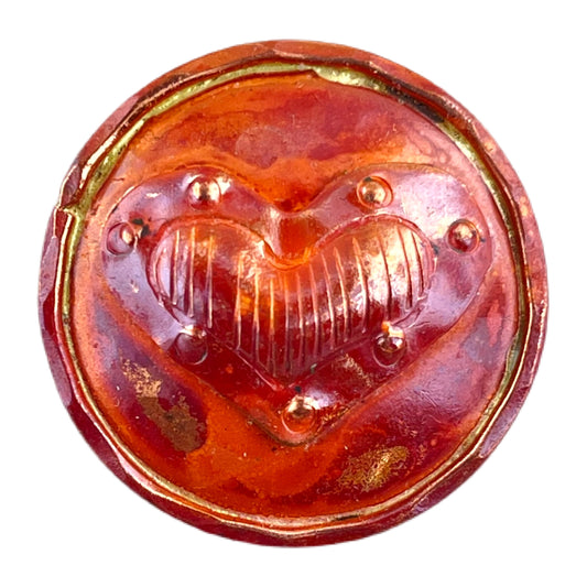 Domed Copper Shank Button with Heart