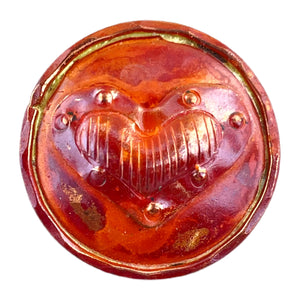 Domed Copper Shank Button with Heart