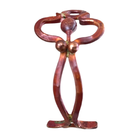 Handmade curved copper bracelet link with flame finish