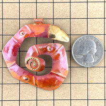 Large Copper and Brass Spiral Swirl Pendant