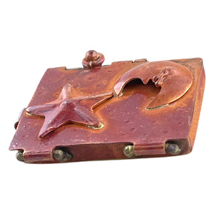 Celestial Moon & Star Copper Locket Pendant
