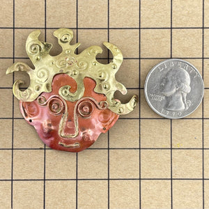 Curly-Haired Copper Girl Pendant with Earrings