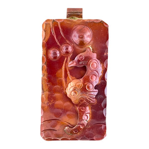 handmade small copper seahorse plaque pendant for ocean themed jewelry by Patricia Healey