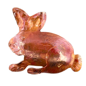 Handmade copper rabbit pendant with hand-stamped cottontail design by Patricia Healey