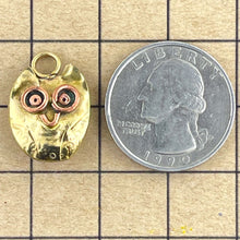 Little Brass Owl Charm w/ Copper Accents