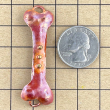 Copper Bone Link with Brass Dot Accents • Flame Patina