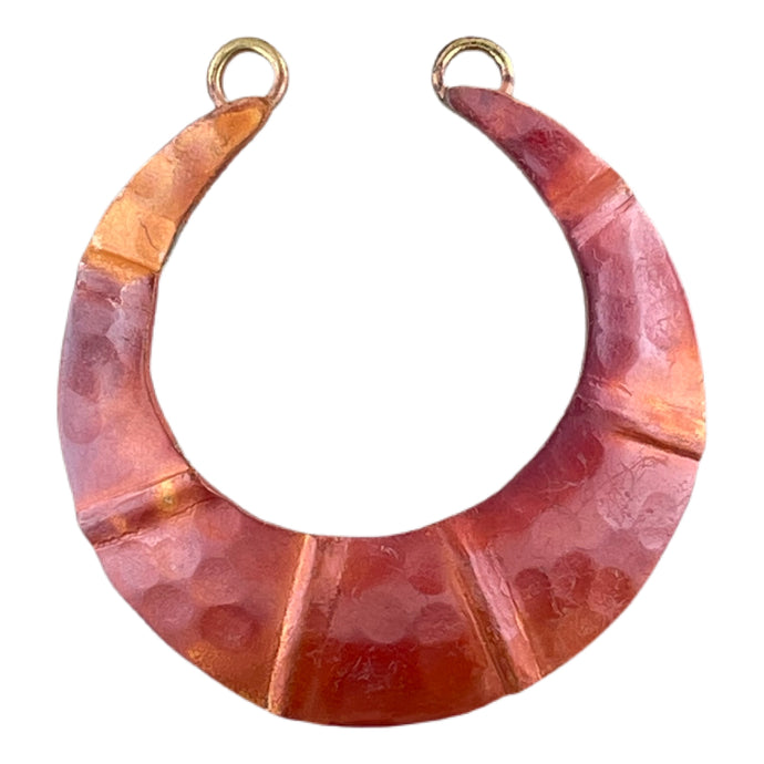 Large Ribbed Crescent w/Brass Ring Connectors Pendant/Component