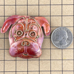 Short-Snout Dog Pendant in Copper & Brass