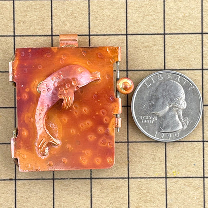 Copper Dolphin Locket with Brass Accents for Personalized Jewelry