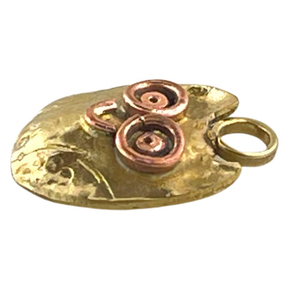 Small Brass Owl Charm with Copper Accents – Patricia Healey