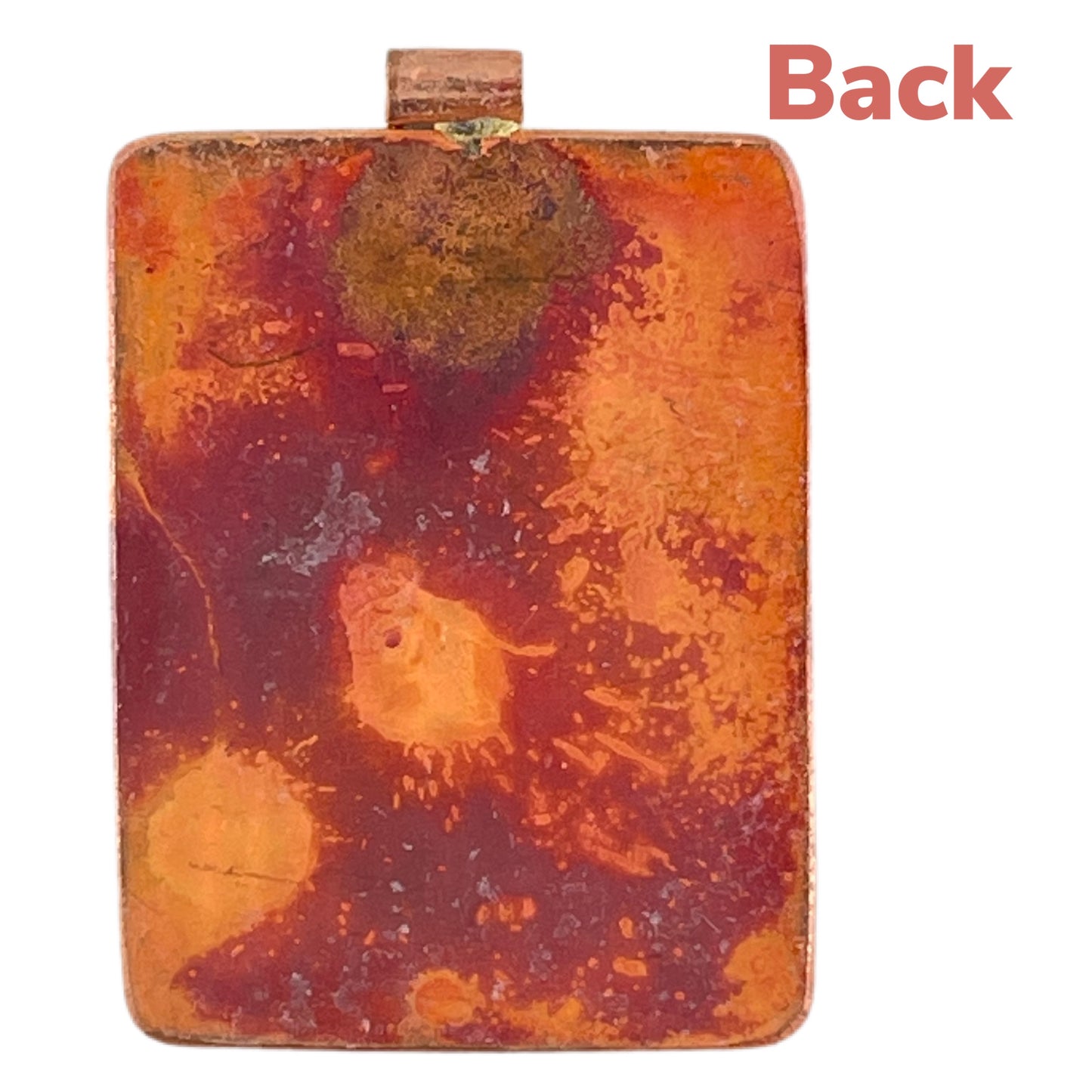 Copper Cross on Plaque Pendant – Flame-Fired with Brass