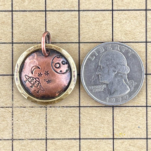 Antiqued Copper Spaceship Pendant or Charm