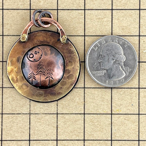 Antiqued and Stamped Forest Under the Moon Pendant