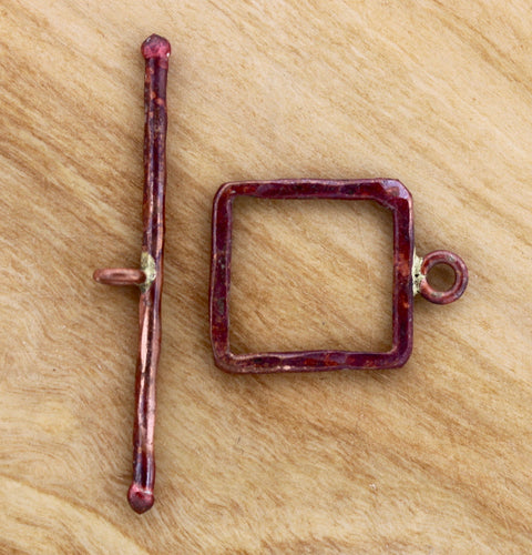 Medium Square Hammered Toggle Clasp