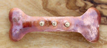 Handmade copper bone pendant with three small brass balls for 10mm leather