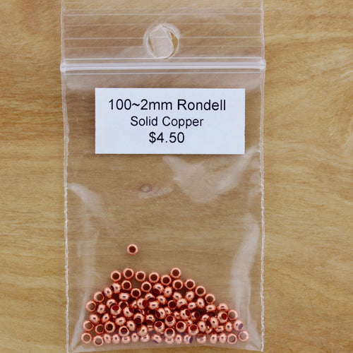 2mm Genuine Copper Rondelle Hollow Bead