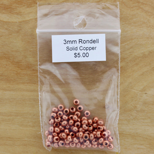 3mm Genuine Copper Rondelle Hollow Bead