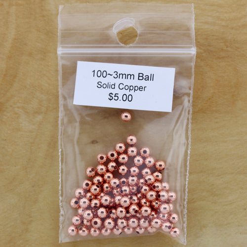 3mm Genuine Copper Hollow Ball Bead