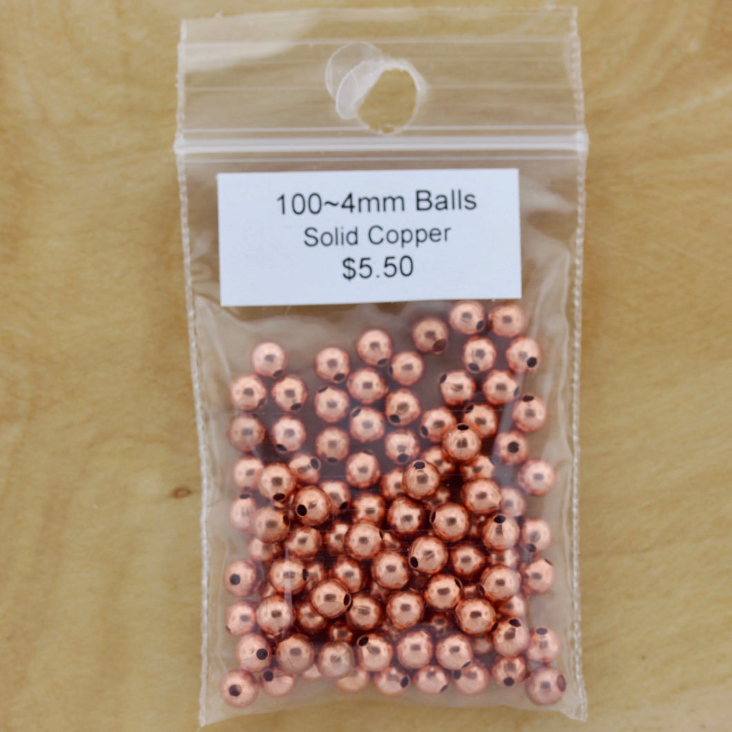 4mm Genuine Copper Hollow Ball Bead
