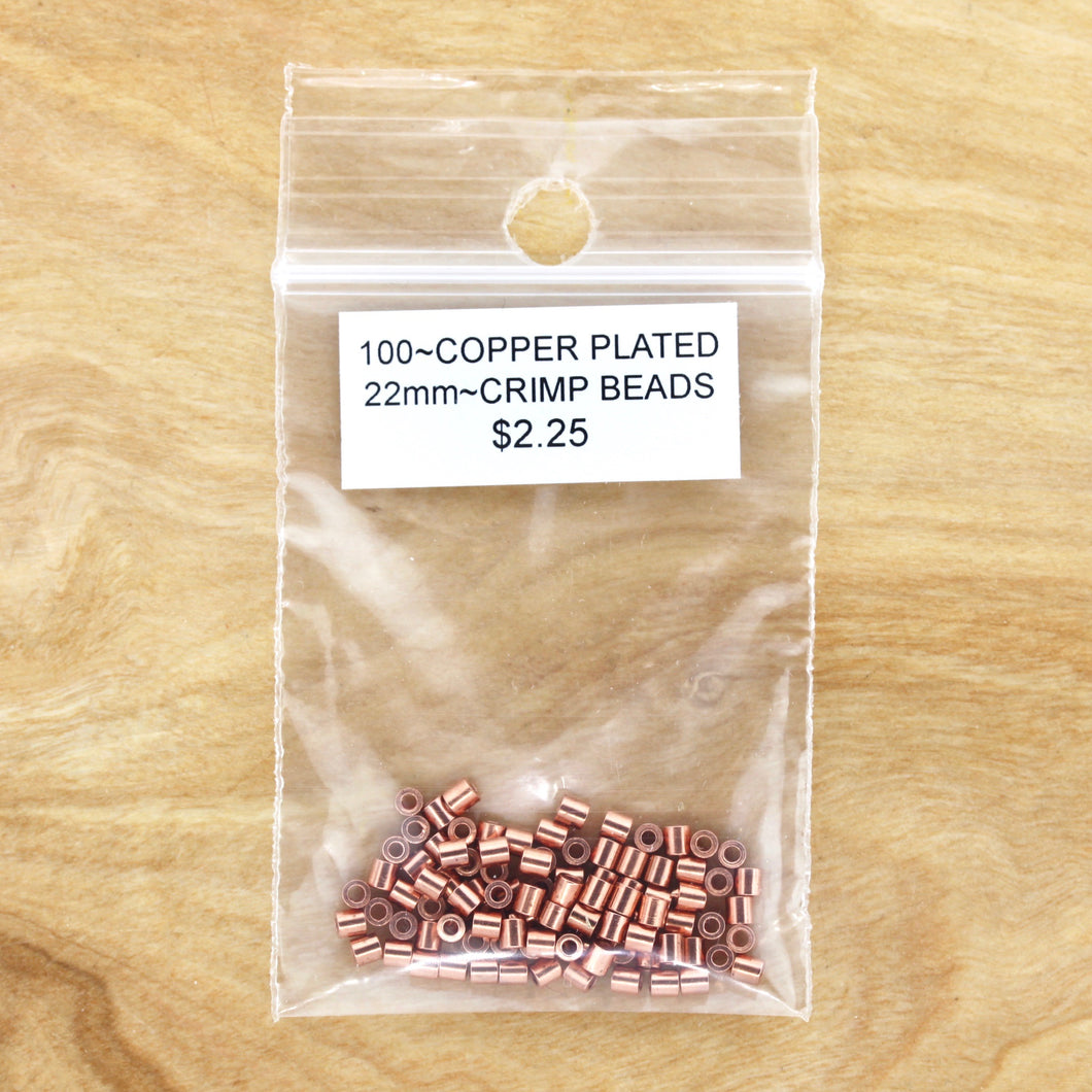 100 Copper Plated 2mm Crimp Beads