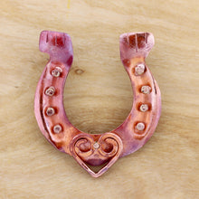 Copper Horseshoe Pendant with Heart