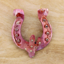 Copper Horseshoe Pendant with Cactus