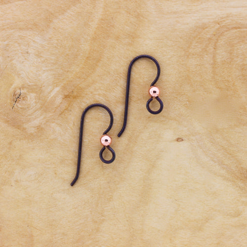 Niobium Ear Wires with 3mm Copper Ball Accent *Pair