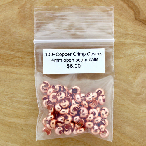 100 Copper 4mm Crimp Bead Covers...or...Leather Crimper Ball Bead!