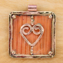 "Golden" Wire Heart on Plaque Pendant