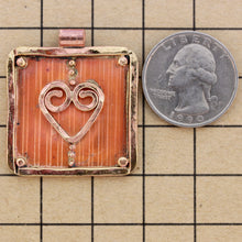 "Golden" Wire Heart on Plaque Pendant
